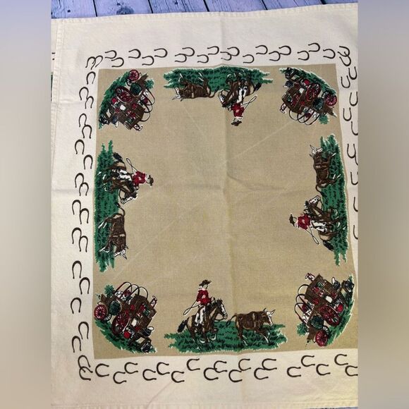 Vintage Moda Home Linens Retro Western Cowboy Set of 8 Napkins 100% cotton - Picture 1 of 13